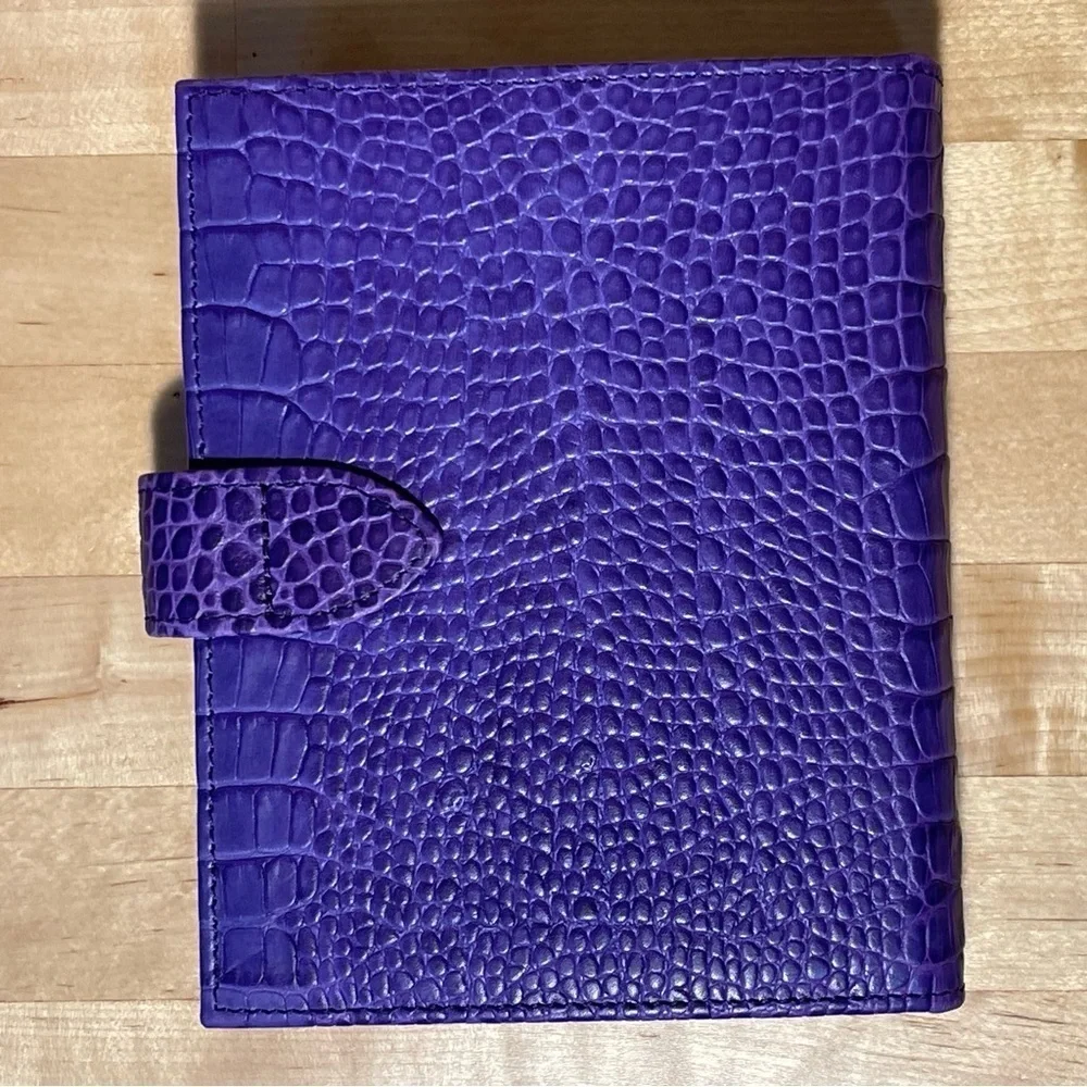 Smythson of Bond Street Bijou Organizer | Mara Purple Crocodile-Embossed Leather